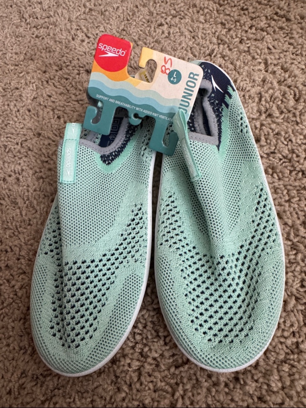 Speedo Mint Green Knit Slip-On Water Socks - Junior